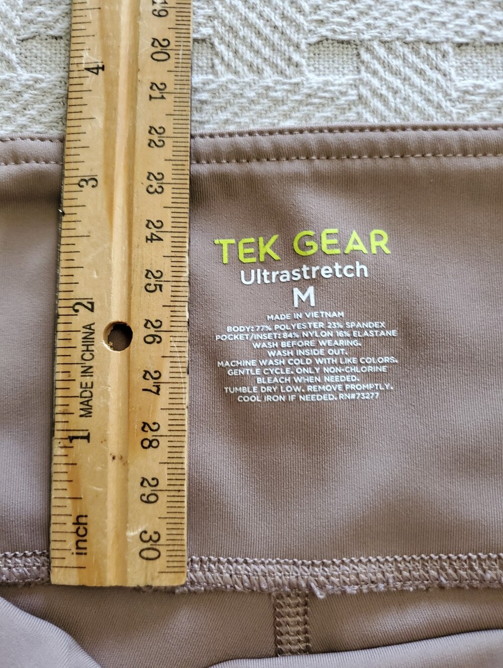 Tek Gear UltraStretch High Waisted Side Pocket Leggings Tan Taupe Mesh - Picture 4 of 11